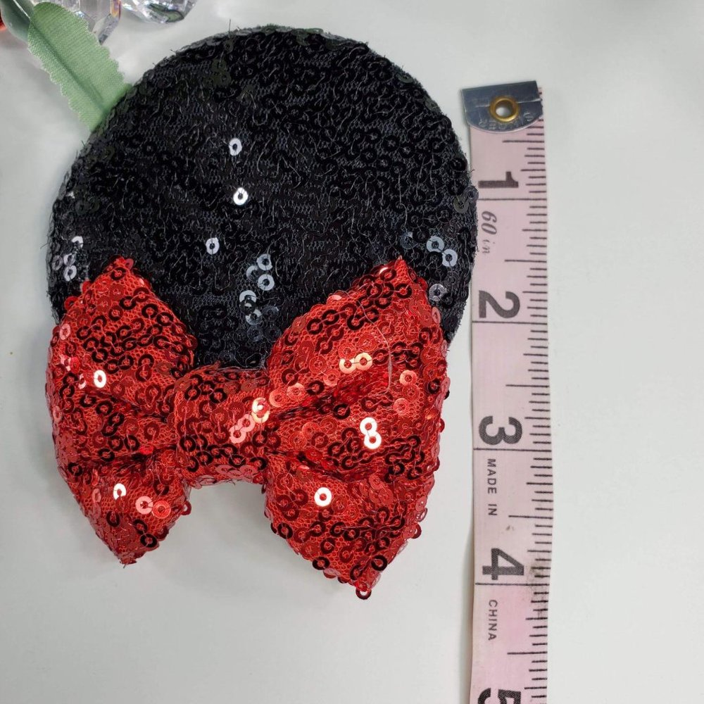 2/$20 Minnie Black Ears Sequin Bow Hair Clips Girl - Picture 4 of 8